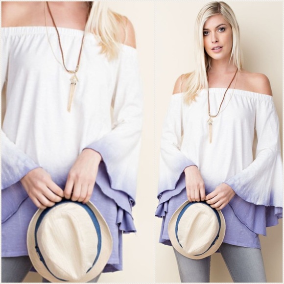 Ombre dip dye off shoulder blouse - Picture 3 of 5